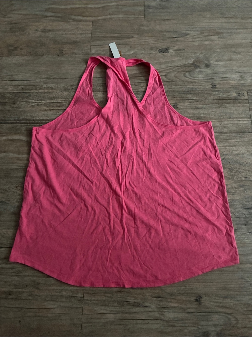 PINK Victoria's Secret Hot Pink Vertical Logo Racerback Tank - Picture 2 of 2